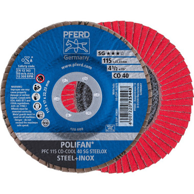 PFERD Disque à lamelles POLIFAN PFC 115 CO-COOL 40 SG STEELOX 67760415