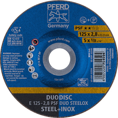 PFERD Meule E 125-2.8 PSF DUO STEELOX 62012620