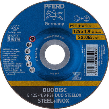 PFERD Meule E 125-1.9 PSF DUO STEELOX 62012630