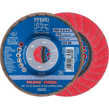 PFERD Disque à lamelles POLIFAN PFC 115 CO-FREEZE 50 SGP STRONG INOX 67789115