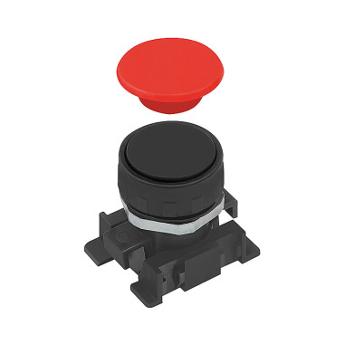 Riegler Bouton-poussoir avec disque rouge et noir, monostable 106444