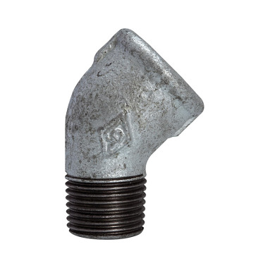 Riegler Angle 121, 45°, IT/AG, Rp/R 1 1/2, noir. Fonte malléable à chaud 112957