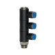 Riegler Distributeur multiple en L « Blue Series », 3 voies, orientable, G 1/2 a. Ø8mm 135693