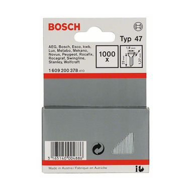 Bosch Tackernagel Typ 47, 1,8 x 1,27 x 23 mm, 1000er-Pack 1609200378