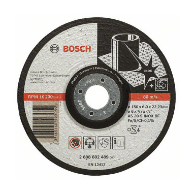 Bosch Schruppscheibe gekröpft Expert for Inox AS 30 S INOX BF, 150 mm, 22,23 mm, 6 mm 2608602489