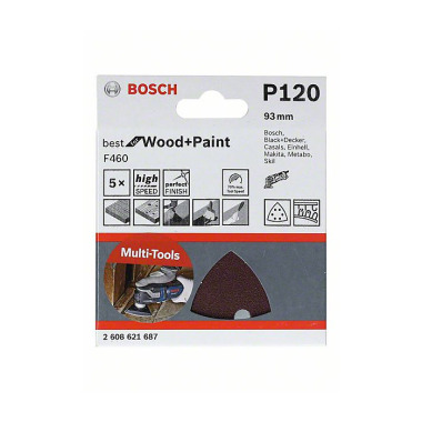 Bosch Schleifblatt F460 Best for Wood and Paint, 93 mm, 180, 5er-Pack 2608621688