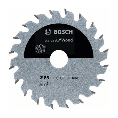 Bosch Akku-Kreissägeblatt Standard for Wood, 85 x 1,1/0,7 x 15, 20 Zähne 2608837666