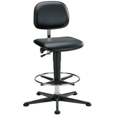 KLW Industrial swivel chair with glides and chrome base ring 10/9436-0551