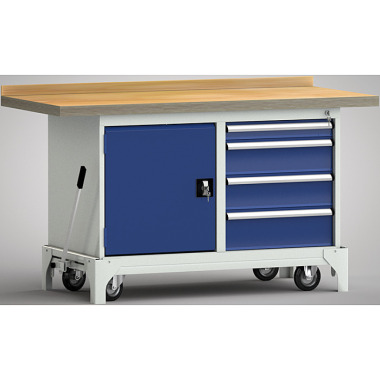 KLW mobile professional workbench - 1500 x 700 x 871 mm L x W x H WP782N-1500M45-E7041