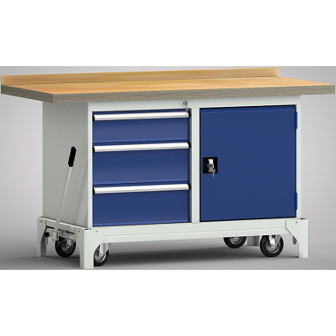 KLW mobile standard workbench - 1500 x 700 x 866 mm L x W x H WS782N-1500M40-E7056