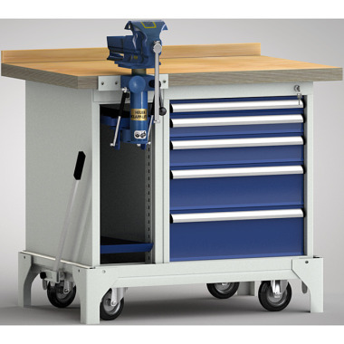 KLW mobile standard workbench - 1000 x 700 x 866 mm L x W x H WS795N-1000M40-E7035