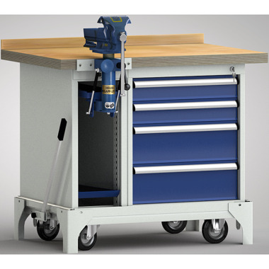 KLW mobile professional workbench - 1000 x 700 x 866 mm L x W x H WS795N-1000M40-E7036