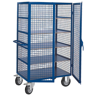 KLW Wire mesh trolleys, with 5 shelves made of hardened and tempered plywood 8630-6036AE5C12