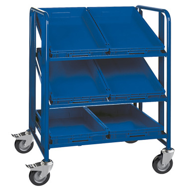 KLW Order picking trolley 3 loading levels, open angle steel frame 8610-6168C-3X00