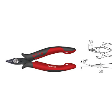 Wiha Pince coupante diagonale Electronic Tête étroite, pointue et retenue de chute sans flanc (26813) 126 mm