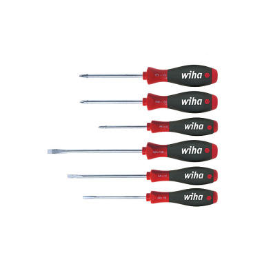 Wiha Jeu de tournevis SoftFinish® Fente, Phillips, Pozidriv 6 pcs (26113)