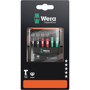 Wera Bit-Check 6 Impaktor 1 SB Bit Set, Impaktor 05073890001