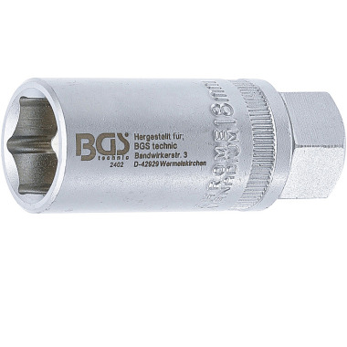 BGS Douille pour bougie d’allumage, hexagonale | 12,5 mm (1/2”) Drive | 18 mm 2402