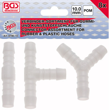 BGS Assortiment de connecteurs de tuyaux | Résistant au carburant | 10 mm | 8 pcs. 8790-10