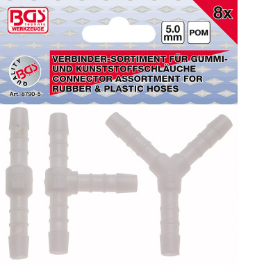 BGS Assortiment de connecteurs de tuyaux | Résistant aux carburants | 5 mm | 8 pcs. 8790-5