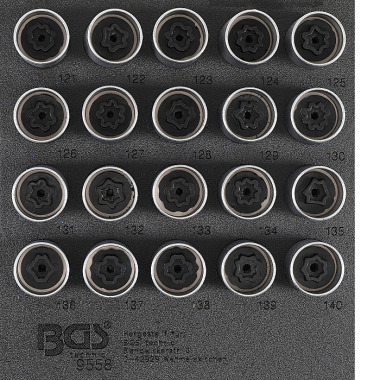 BGS Tool Tray 1/6 : Rim Lock Socket Set for Opel / Vauxhall (Version C) | 20 pcs. 9558