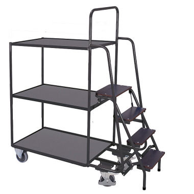 VARIOfit Chariot de préparation de commandes avec 3 plateaux, haut Dimensions extérieures : 1.695 x 625 x 1.900 mm (L/P/H) sw-600.616/AG