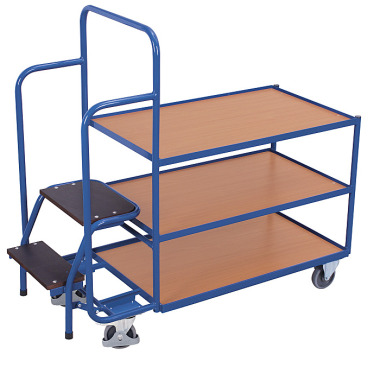 VARIOfit Chariot de préparation de commandes avec 3 plateaux, bas Dimensions extérieures : 1.455 x 625 x 1.320 mm (L/P/H) sw-600.615