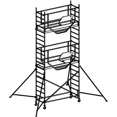 HYMER Fahrgerüst ADVANCED SAFE-T mit Ausleger, Modul 1+2+KIT, Bühnenlänge 2,08 m, Rahmenteilbreite 0,72 m, Reichhöhe 6,27 m 707506