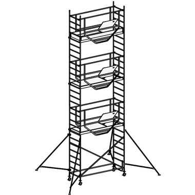 HYMER Fahrgerüst ADVANCED SAFE-T mit Ausleger, Modul 1+2+3+KIT, Bühnenlänge 2,08 m, Rahmenteilbreite 0,72 m, Reichhöhe 8,27 m 707508