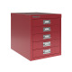 BISLEY MultiDrawer™, 12er Serie, 5 Schubladen à H 51 mm, DIN A4, Farbe: kardinalrot L125670