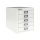 BISLEY MultiDrawer™, 12er Serie, 5 Schubladen à H 51 mm, DIN A4, Farbe: verkehrsweiß L125696