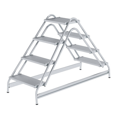 MUNK Work platform, with double-sided access, grooved aluminium 2x4 steps 50061