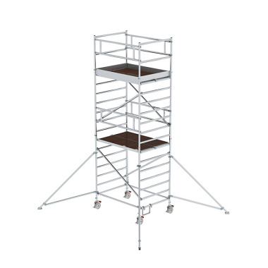 MUNK Mobile scaffolding, 1.35 נ1.80 m, with outrigger &amp double platform. Platform height 4.35 m 167436