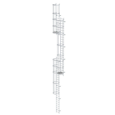 MUNK Multiple-flight vertical ladder with back protection (emergency ladder) bright aluminium 14.36m 510240