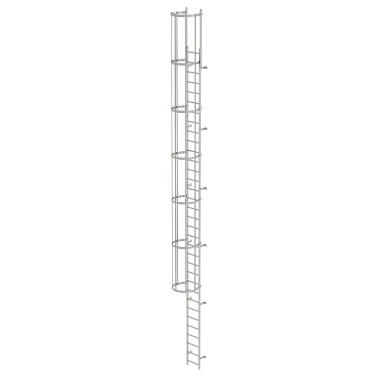 MUNK Single-flight vertical ladder with back protection stainless steel 10.72m 530125