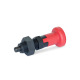 Ganter Doigts d’indexage, corps fileté en plastique, goupille de centrage en acier, avec bouton rouge GN 617.2-10-CK-ST-RT