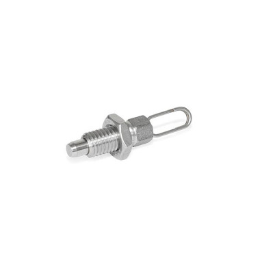 Ganter Doigts d’indexage en inox, avec anneau de levage/boucle de fil, sans position de repos GN 717-4-M6-DK-NI