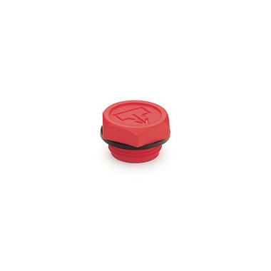 Ganter Bouchons filetés avec symbole de vidange DIN, plastique, rouge, étanchéité par chevauchement GN 740-G1/2