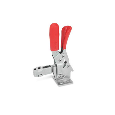 Ganter Sauterelles, inox, manette d’actionnement verticale, avec mécanisme de verrouillage, embase horizontale GN 810.3-130-AL-NI