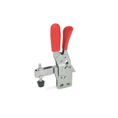 Ganter Sauterelles, inox, manette d’actionnement verticale, avec mécanisme de verrouillage, embase verticale GN 810.4-130-BLC-NI