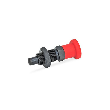 Ganter Doigts d’indexage, acier, avec bouton rouge GN 817-16-20-BK-RT