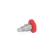 Ganter Doigts d’indexage miniatures, mécanisme d’indexation ouvert, avec bouton rouge GN 822.1-5-B-NI-RT