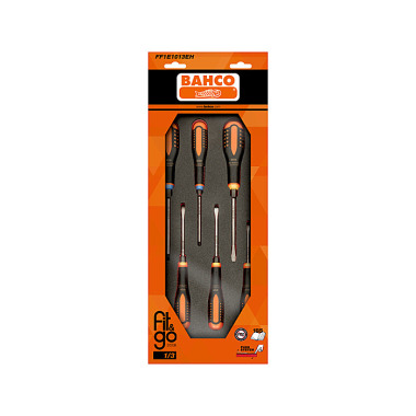 BAHCO Insert en mousse Fit&Go 1/3 avec jeu de tournevis ERGO à lame continue - 6 pièces FF1E1013EH