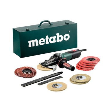 Metabo Flachkopf-Winkelschleifer WEVF 10-125 Quick Inox Set (613080500) Stahlblech-Tragkasten