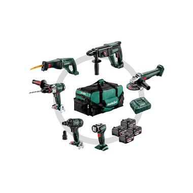 Metabo Akku Combo Set Bauhandwerk 6.1 (685211000) SB 18 LTX + KH 18 LTX 24 + W 18 L 9-125 Quick + ASE 18 LTX + SSW 18 LTX 300 BL + ULA 14.4-18 LED Werkzeugtasche