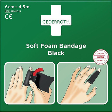 Soft Foam Bandage selbsthaftend elastisch,schwarz Rl.6cmx4,5m CEDERROTH 51011021