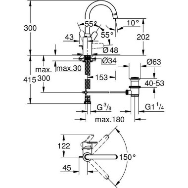 Grohe EH-WTbatt EUROSTYLE C 1/2" L-Size chr 23043003