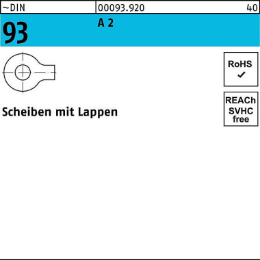 Unterlegscheibe DIN 93 La ppen 6,4 A 2 50 Stück 000939200064000