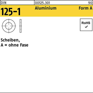 Unterlegscheibe DIN 125-1 A 6,4x12x1,6 Aluminium 1 00 Stück 001253019064000