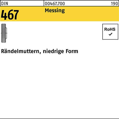 Rändelmutter DIN 467 nied rige FormM10 Messing 10 S tück 004677000100000